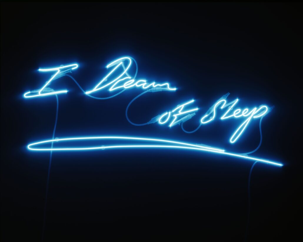 Die Britin Tracey Emin zählt zu den bedeutendsten zeitgenössischen Künstlerinnen. Die Heidi Horten Collection zeigt ihre Arbeit „I Dream of Sleep“ aus 2002. – ©Tracey Emin, I Dream of Sleep, 2002 TBA21 Thyssen-Bornemisza Art Contemporary Collection, Foto: Stephen White, 2012 | Courtesy Jay Jopling | White Cube (London) © Bildrecht, Wien und Tracey Emin