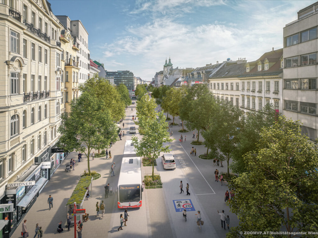 Die geplanten Umbauten rund um den Abschnitt beim Rochusmarkt. | ©ZOOMVP.AT/Mobilitätsagentur Wien